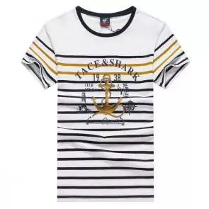 shark hommes t-shirt polo shirt summer circular collar stripe sea soul yellow